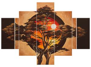 Ručně malovaný obraz Sférický strom - 5 dílný Rozměry: 150 x 105 cm