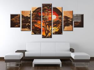 Ručně malovaný obraz Sférický strom - 7 dílný Rozměry: 210 x 100 cm