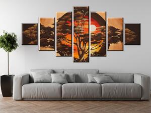 Ručně malovaný obraz Sférický strom - 7 dílný Rozměry: 210 x 100 cm