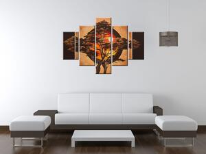 Ručně malovaný obraz Sférický strom - 5 dílný Rozměry: 100 x 70 cm
