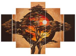 Ručně malovaný obraz Sférický strom - 5 dílný Rozměry: 150 x 105 cm