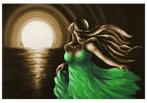 Ručně malovaný obraz Žena v zeleném Rozměry: 120 x 80 cm