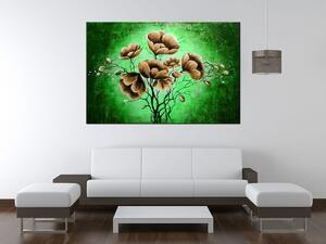 Ručně malovaný obraz Hnědé květiny Rozměry: 120 x 80 cm
