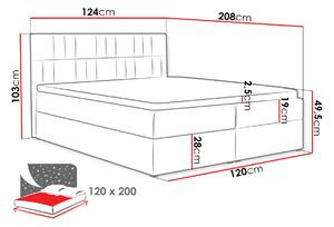 Americká jednolůžková postel 120x200 TOMASA 3 - červená + topper ZDARMA