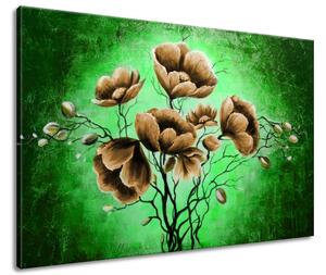 Ručně malovaný obraz Hnědé květiny Rozměry: 120 x 80 cm