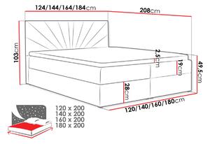 Boxspringová manželská postel 180x200 TOMASA 4 - béžová + topper ZDARMA