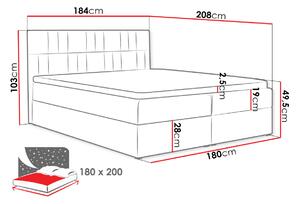 Americká manželská postel 180x200 TOMASA 3 - šedá + topper ZDARMA