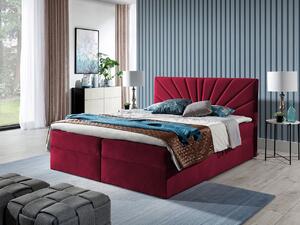 Boxspringová jednolůžková postel 120x200 TOMASA 4 - červená + topper ZDARMA