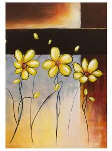 Ručně malovaný obraz Žluté kvítky Rozměry: 70 x 100 cm