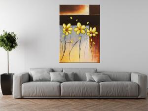 Ručně malovaný obraz Žluté kvítky Rozměry: 120 x 80 cm