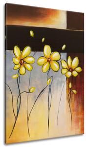 Ručně malovaný obraz Žluté kvítky Velikost: 70 x 100 cm