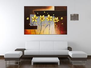Ručně malovaný obraz Žluté kvítky Rozměry: 100 x 70 cm
