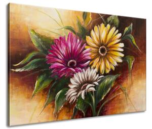 Ručně malovaný obraz Nádherná kytice květů Velikost: 120 x 80 cm