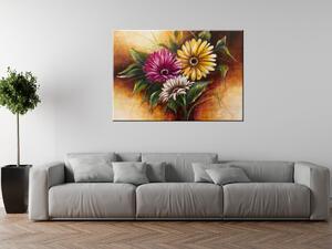 Ručně malovaný obraz Nádherná kytice květů Rozměry: 100 x 70 cm