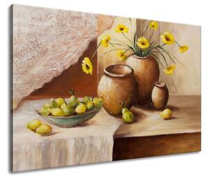 Ručně malovaný obraz Žluté květy ve váze Velikost: 120 x 80 cm