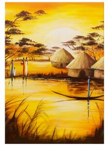 Ručně malovaný obraz Africká vesnice Rozměry: 70 x 100 cm