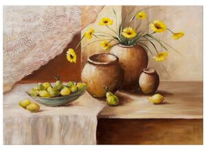 Ručně malovaný obraz Žluté květy ve váze Rozměry: 70 x 100 cm
