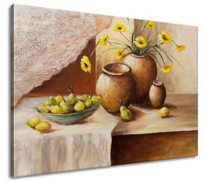 Ručně malovaný obraz Žluté květy ve váze Rozměry: 120 x 80 cm