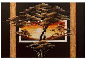 Ručně malovaný obraz Africká země a stromy Rozměry: 100 x 70 cm