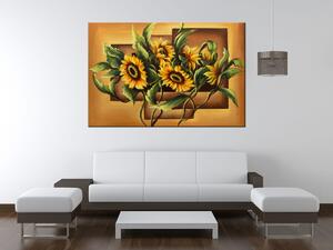 Ručně malovaný obraz Kompozice Slunečnice Rozměry: 100 x 70 cm