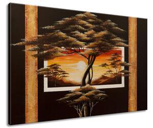 Ručně malovaný obraz Africká země a stromy Rozměry: 100 x 70 cm