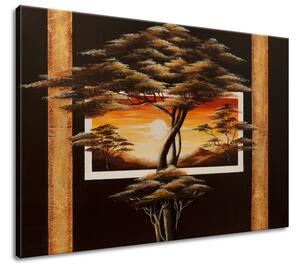 Ručně malovaný obraz Africká země a stromy Rozměry: 120 x 80 cm