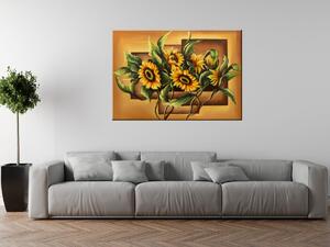 Ručně malovaný obraz Kompozice Slunečnice Rozměry: 100 x 70 cm