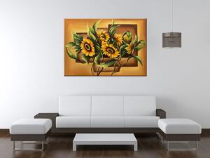 Ručně malovaný obraz Kompozice Slunečnice Rozměry: 120 x 80 cm