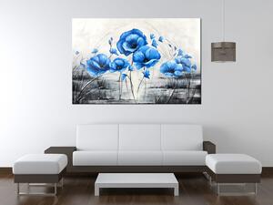Ručně malovaný obraz Modré máky Rozměry: 120 x 80 cm