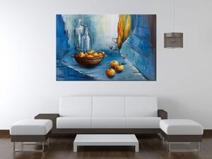 Ručně malovaný obraz Jablka na stole Rozměry: 120 x 80 cm