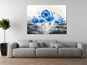 Ručně malovaný obraz Modré máky Rozměry: 120 x 80 cm