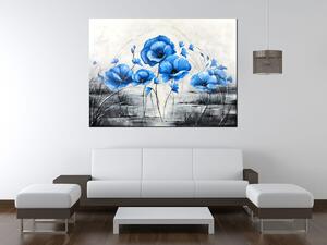 Ručně malovaný obraz Modré máky Rozměry: 115 x 85 cm