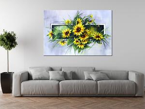 Ručně malovaný obraz Kytice slunečnic Rozměry: 120 x 80 cm