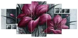 Ručně malovaný obraz Nádherná magnólie - 5 dílný Rozměry: 150 x 70 cm