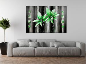 Ručně malovaný obraz Krásné zelené květiny Rozměry: 100 x 70 cm