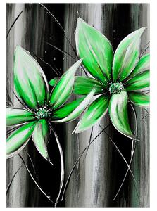Ručně malovaný obraz Krásné zelené květiny Rozměry: 100 x 70 cm