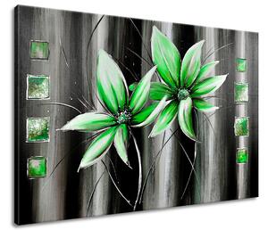 Ručně malovaný obraz Krásné zelené květiny Rozměry: 70 x 100 cm