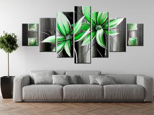 Ručně malovaný obraz Krásné zelené květiny - 7 dílný Rozměry: 210 x 100 cm