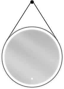 MEXEN - Reni koupelnové LED zrcadlo, kulaté 70 cm, LED 6000K, ochrana proti zamlžování, černý rám - 9812-070-070-611-70