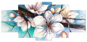 Ručně malovaný obraz Pupeny višně - 5 dílný Rozměry: 150 x 70 cm
