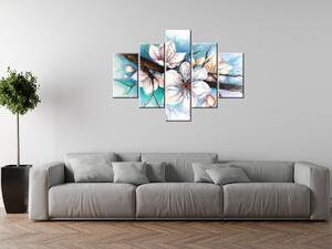 Ručně malovaný obraz Pupeny višně - 5 dílný Rozměry: 100 x 70 cm