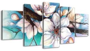 Ručně malovaný obraz Pupeny višně - 5 dílný Rozměry: 100 x 70 cm