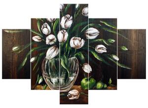 Ručně malovaný obraz Malované tulipány - 5 dílný Rozměry: 100 x 70 cm