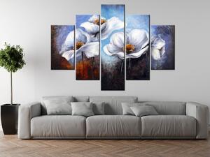 Ručně malovaný obraz Alpské máky - 5 dílný Rozměry: 150 x 105 cm