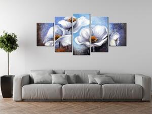 Ručně malovaný obraz Alpské máky - 5 dílný Rozměry: 150 x 70 cm