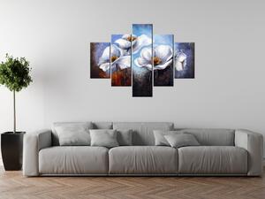 Ručně malovaný obraz Alpské máky - 5 dílný Rozměry: 100 x 70 cm