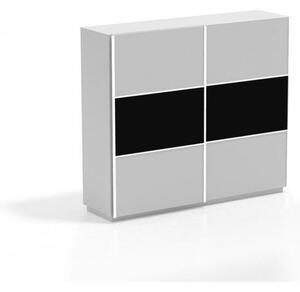 Šatní skříň RYAN - šířka 270 cm, bílá / černý lesk