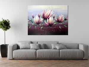 Ručně malovaný obraz Květiny magnólie Rozměry: 120 x 80 cm