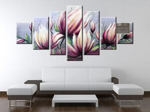 Ručně malovaný obraz Květiny magnólie - 7 dílný Rozměry: 210 x 100 cm