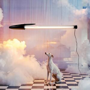 SELETTI LED závěsné světlo BIC, černé, délka 173 cm, Černá, Obývací pokoj / jídelna, Plast, Design